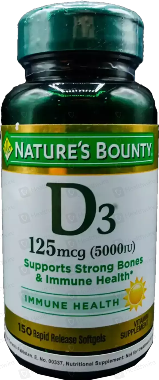Nature's Bounty Vitamin D3 125mcg(5000 Iu) 150 Capsules Price in