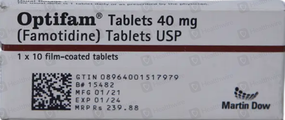 Optifam (40mg) 10 Tablets Price in Pakistan - Uses, Dosage, Side Effects