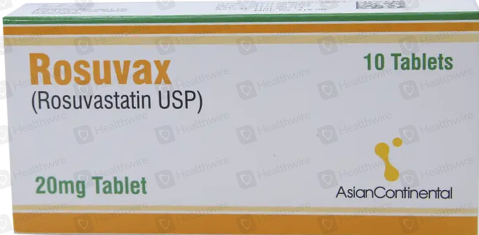 Rosuvax (20mg) 10 Tablets Price in Pakistan - Uses, Dosage, Side Effects