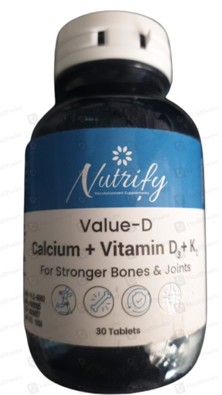 Value-D (Ca + Vitamin D3 + K2) 30 Tablets 1 Pack