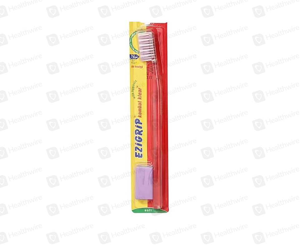 Ezigrip Kombat Klear Red & White Medium Toothbrush