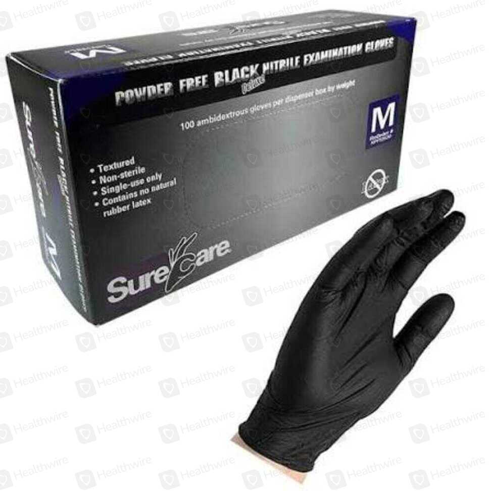 Examination Gloves Medium Black (100S)