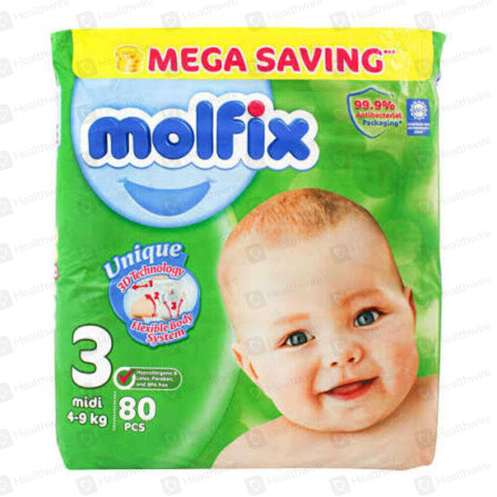 Molfix Diapers 3 No (80 Pcs) Mega Pack